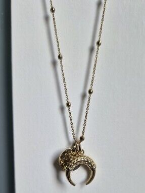Gold Crescent Pendant Necklace